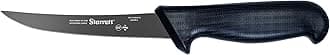 Starrett Professional Stainless Steel Kitchen Boning Knife - Narrow Curved Profile - 5-inch (125mm) - Black Handle