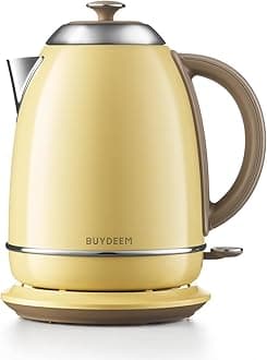 K640N Stainless Steel Electric Tea Kettle with Auto Shut Off and Dry Boil Protection, 1.7L Cordless Hot Water Boiler with Rotating Base, 1440W, Soft Yellow