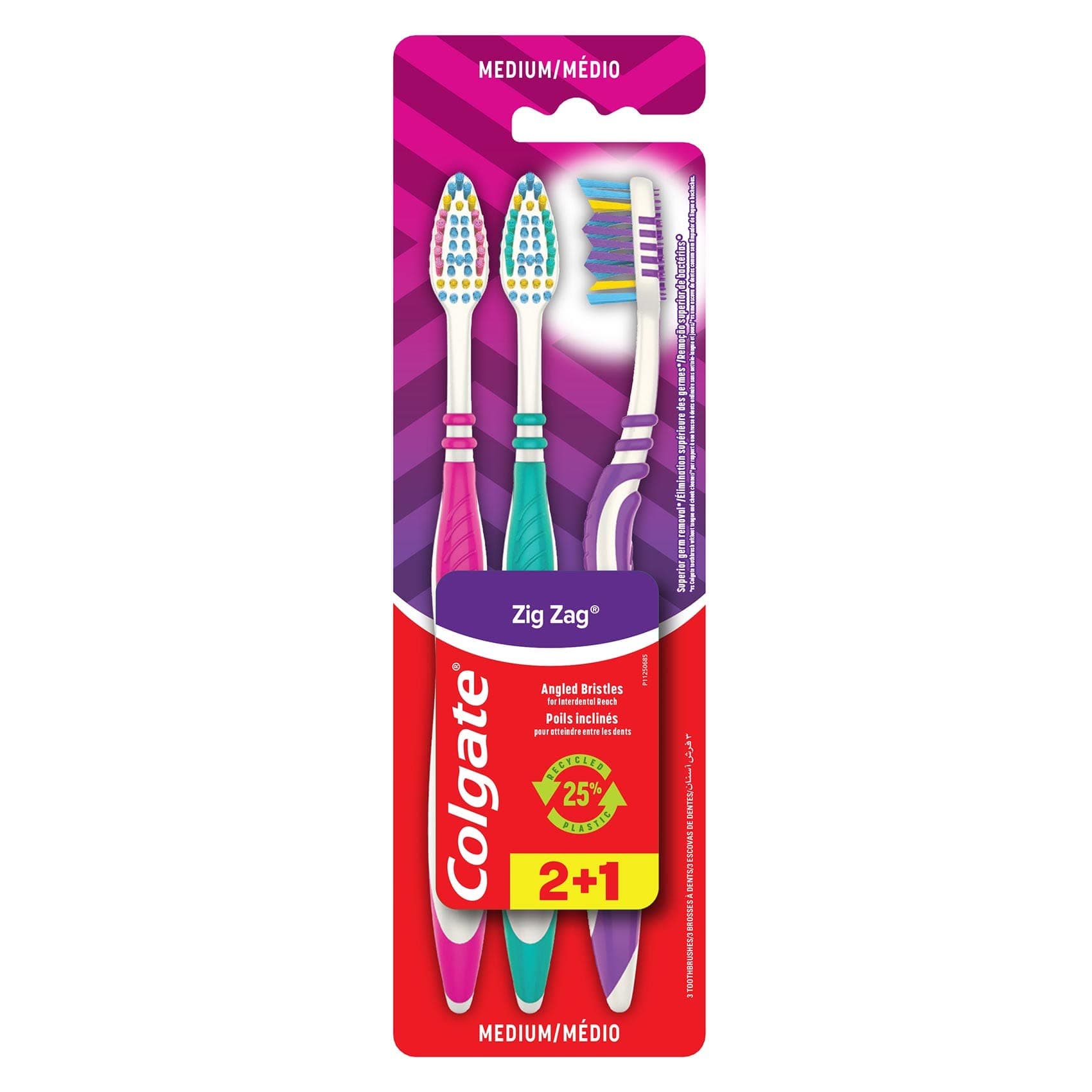 Colgate Zigzag Medium Toothbrush 3 Pieces Value Pack