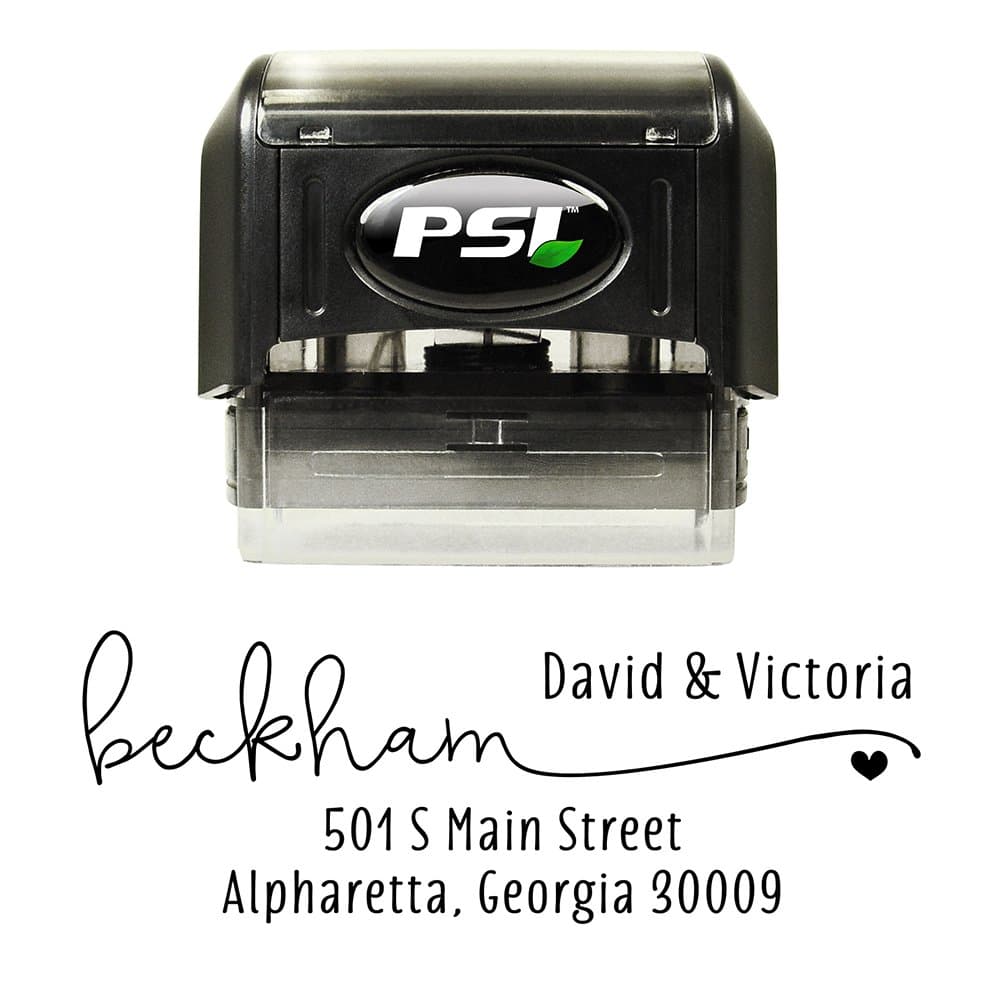 Custom Personalized Self Inking Return Address Stamp - 4 Lines, Heart Graphic