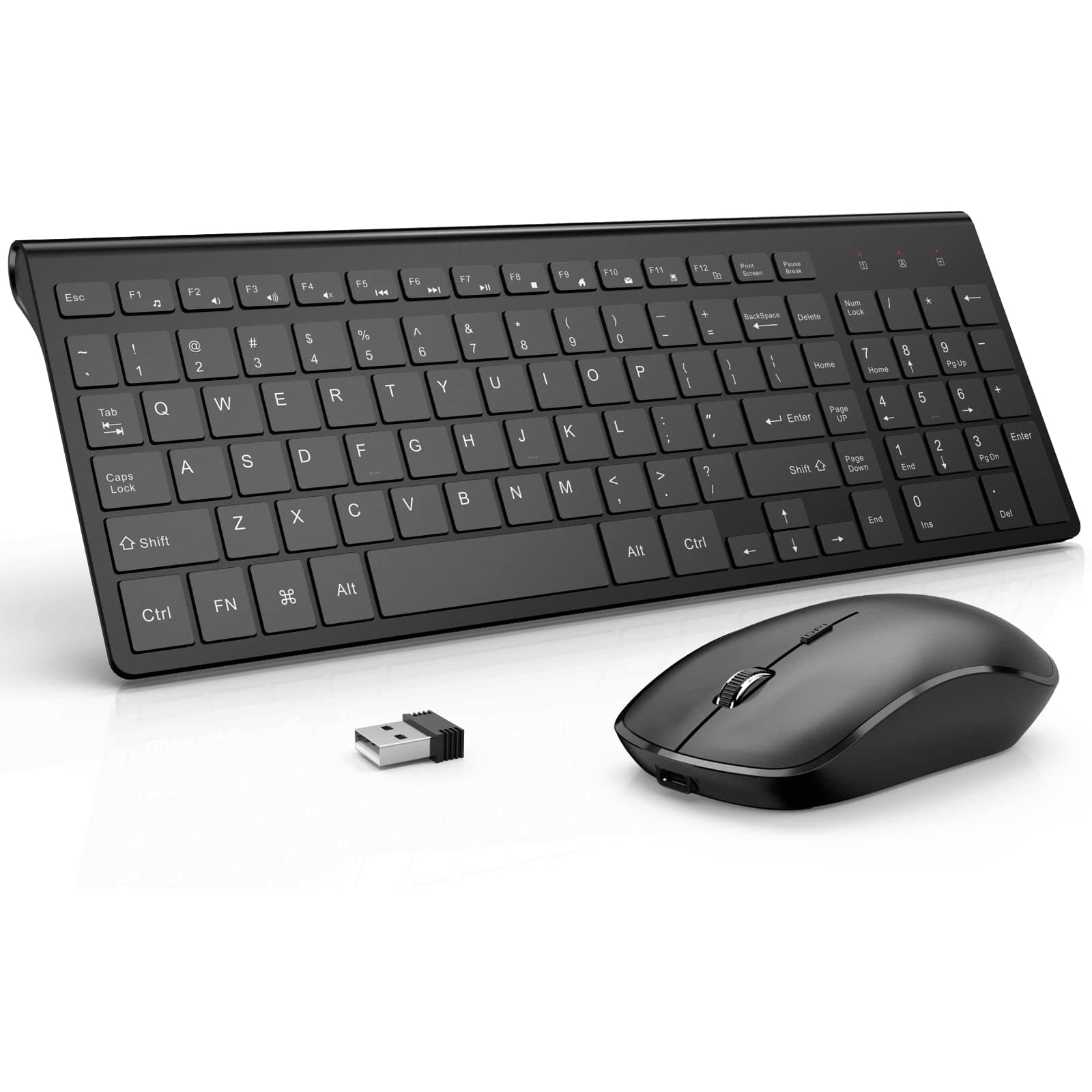 J JOYACCESS Wireless Keyboard and Mouse Combo, Rechargeable J JOYACCESS 2.4G Ergonomic and Slim Quiet Click Compact Keyboard and Mouse Designed for Windows, PC, Laptop,Tablet Black