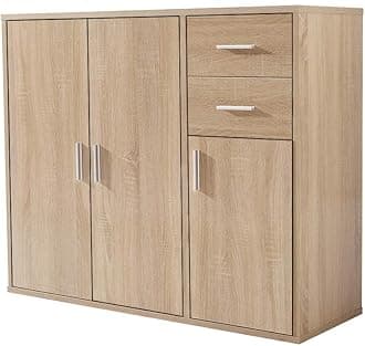 Sideboard Storage Cupboard Cabinet Unit with Doors and Drawers Living Room Bedroom Furniture Oak