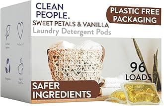 The Clean People Laundry Detergent Pods - Hypoallergenic Laundry Pods - Ultra Concentrated, Recyclable Packaging, Stain Fighting - Sweet Petals, 96 Pack