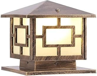 Pillar Lights Outdoor, E26 Waterproof Light Fixture Aluminum Glass Post Column Lamp Victorian Fence Garage Pavilion Courtyard Lighting ( Color : Bronze )¡­, S-Bronze