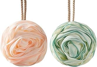 Large Bath Sponge Pouf Loofahs 2 Packs 70g Rose Friendly Exfoliating Mesh Brush Shower Ball Exfoliate, Body Scrubber, Cleanse, Soothe Skin Bathroom Accessories Men Women Wash Cleaning