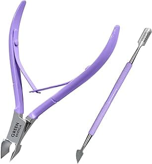 Professional Cuticle Trimmer with Cuticle Pusher Nail Cuticle Remover Nipper Silver Stainless Steel Sharp Blades Manicure Tools with Double Spring Nail Care Pedicure Nail Tools Home Spa (Purple)