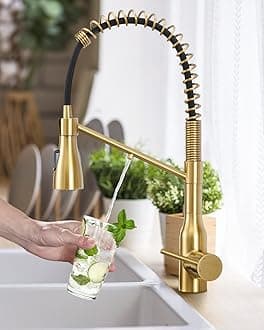 3-in-1 Kitchen Faucet Drinking Water Faucet - Brushed Gold Drinking Water Fau...