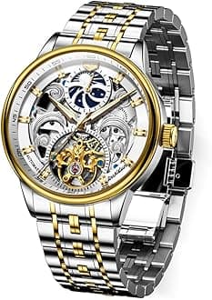 Gold Skeleton Men's Automatic Mechanical Watches self Winding Luxury Dress Shiny Diamond Stainless Steel Waterproof Luminous Wrist Watches