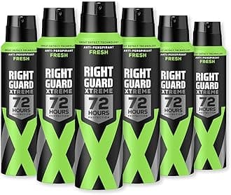 Right Guard Mens Deodorant, Xtreme Fresh 72H High-Performance Anti-Perspirant Spray, Multipack 6 x 150 ml