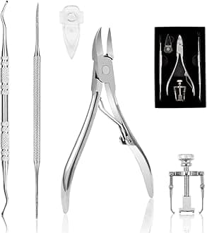 Ingrown Toenail Tool Kit (5PCS), Professional Toe Nail Clipper Set for Ingrown & Thick Nail, Stainless Steel Ingrown Toenail Kit, Surgery Grade Manicure Pedicure Tool By Dualeco