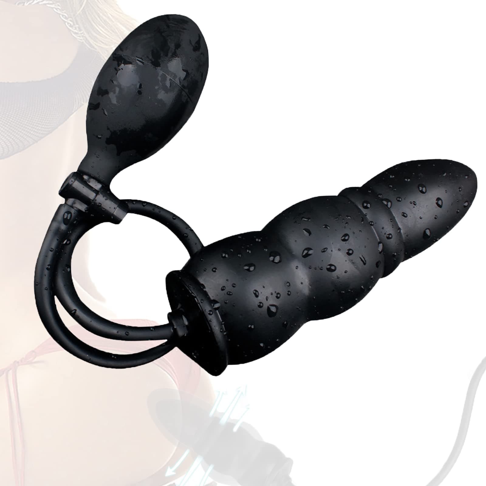 DE-Interesting Manually Adjustable Black Inflatable Exercise Anil Amal Plug Kit for Men's Training