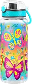 Home Tune Cute Water Bottle, BPA FREE Tritan, Leak Proof, Easy Clean, Carry Handle, 680ml - Butterfly