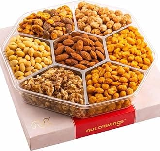 NUT CRAVINGS - Easter Mixed Nuts Gift Basket in Red Gold Classic Box (7 Assortments, 1 LB) Treats for Adults, Food Arrangement, Healthy Snack Care Package, Kosher