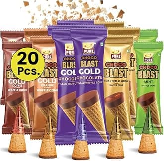 - Chocoblast Choco-Filled Waffle Cones (20 Pcs) | Individually Wrapped Gourmet Chocolate Cone Bites | Assorted Flavours | Premium Truffle Chocolate Gift Box | Dark Chocolate Gift Pack | Gift Hamper for Gifting | Snacks for Kids & Adults
