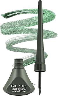 Palladio Liquid Eyeliner | Long lasting Creamy Cosmetic Pencil | Shimmer Eye Liner | Buttery Smooth Tip | Professional Makeup Glittery Pencil | Emerald Isle | 3.8 Ml