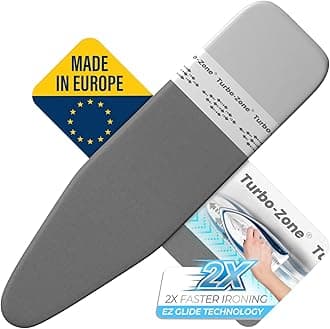 Ironing Board Cover and Pad, Made in Europe with New Patent Technology | 54x15 Iron Board Replacement Cover Featuring Park & Turbo Zone, Scorch Resistant 100% Cotton Thick Layered Top