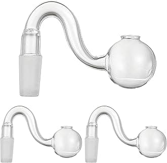 3PCS Glass Oil Burner Tube Set, 14mm Curved Glass Tubes, Borosilicate G-Lass Adapter for DIY Projects, Aromatherapy, Water Pipe Adapter & Lab Applications