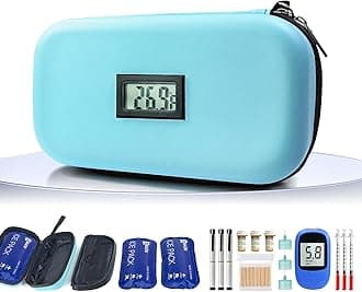 Gosemai TSA Approved Insulin Cooler Travel Case Medication Cooler for Travel with Thermometer Temperature Display Diabetic Medication Organizer Medical Travel Cooler Bag with 2 Ice Pack (Light Blue)