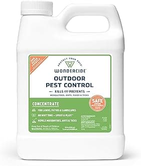 Outdoor Pest Control Spray Concentrate with Natural Essential Oils - Mosquito, Ant, Roach, and Insect Killer, Treatment, and Repellent - Safe Around Pets, Plants, Kids - 32 oz