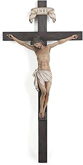 BC BUILDCLASSIC Catholic Crucifix Wall Cross in 24" Jesus Christ indoor Home Decor Collectable Religious Gifts Renaissance Sculpture handmade By