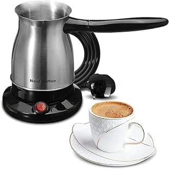 Electric Turkish Coffee Maker Machine 600W Pot Warmer Kettle Premium Quality Stainless Steel 600 ML,5 Cup Capacity Cool Handle,1 Year Warranty
