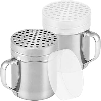 10oz Metal Parmesan Cheese Shakers with Large Holes - With Handle - Chili Flakes Dispensers - Pizza Shakers - Pack of 2 | Style: Coarse