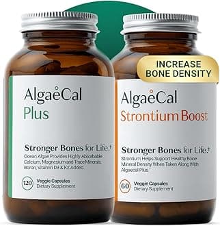 Bone Builder Pack for Bone Density Increase, Clinically Supported Plant Based Calcium Supplement & Strontium, Vitamins K2 (100mg), D3 (1600 IU), Magnesium & 16 Essential nutrients