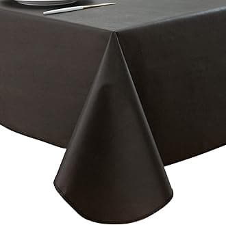 LIBERECOO Vinyl Tablecloth with Flannel Backing, Solid Black, Waterproof, Stain-Resistant, Easy-Clean Table Cover for Dining, Kitchen, and Outdoor Use, 60" x 102" Rectangle