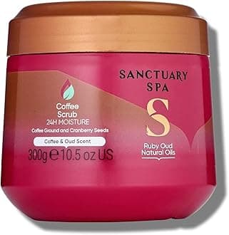 Sanctuary Spa Ruby Oud Coffee Scrub, No Mineral Oil, Cruelty Free and Vegan Exfoliating Body Exfoliator, 300 ml, Red