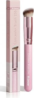 LAMORA Concealer Makeup Brush Under Eye - Angled Flat Top Kabuki Nose Contour Brush - Ideal for Concealing Blending Setting Buffing with Powder Liquid Cream Cosmetic - Small Makeup Foundation Brush