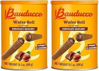 Wafer Rolls, Chocolate Hazelnut, 14.1 oz (Pack of 2) - Crispy Cream-Filled Cookies - Gourmet Rolled Wafer Sticks - Premium Dessert Treat - Perfect for Coffee, Parties & Gift Baskets - Family Sharing Snack