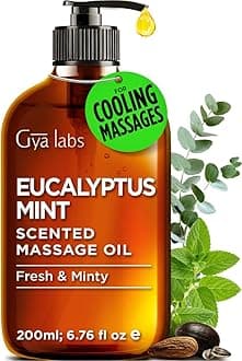 Gya Labs Eucalyptus Mint Massage Oil - 200 ml - Eucalyptus Mint Massage Oil for Sore Muscles and Relaxing Massages, Invigorating Scent - Non-Greasy Formula, Non-GMO and Cruelty-Free