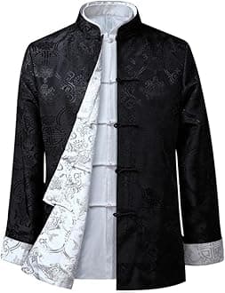 REDBMX Tang Suit Chinese Shirt Style Jacket Collar Traditional Chinese Clothing for Men Silk Kungfu Cheongsam Top Hanfu Men Both Sides