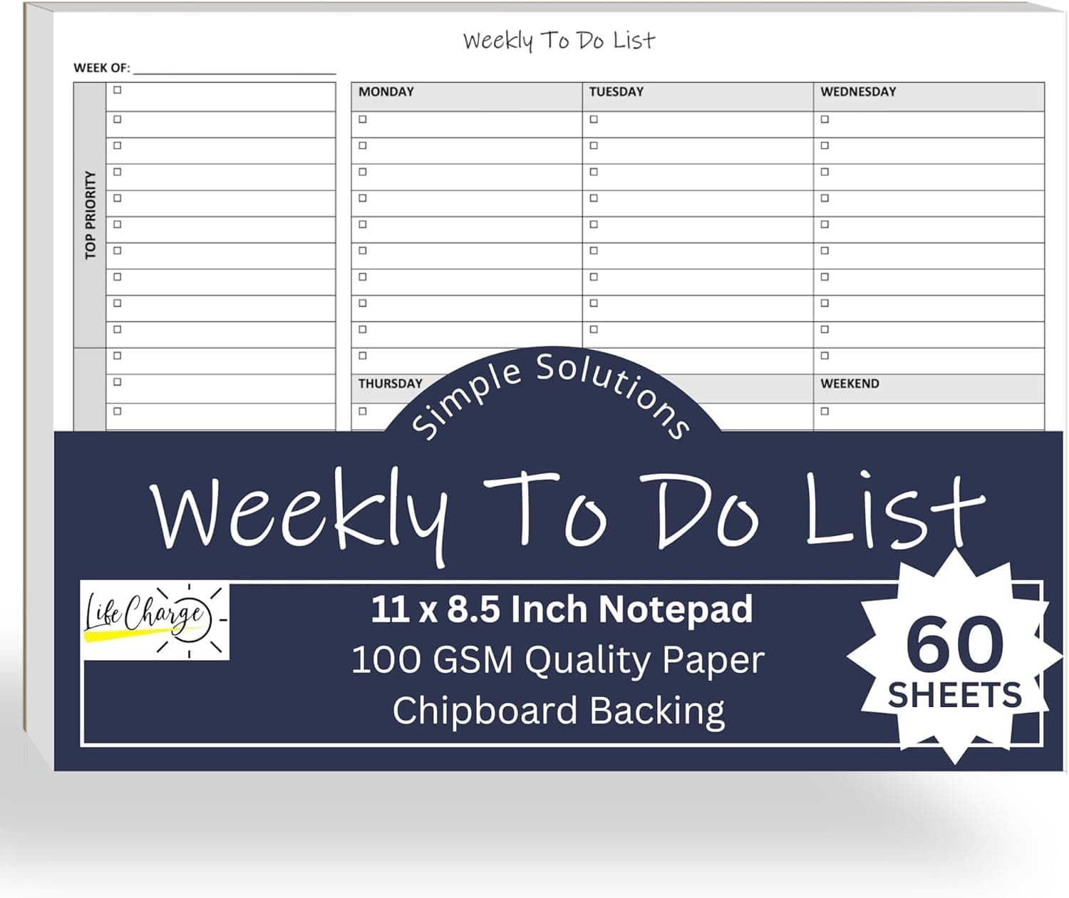 Weekly To Do List Notepad, 50 Pages Task Planning Pad with Daily Checklist with Priority To-Do Checkbox & Memo Section, Desk Notepad for Office Organization, 11 x 8.5, A4 Sheets