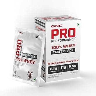 Pro Performance 100% Whey Protein Powder (Pack of 8 Flavors) – 24g Protein, 5.5g BCAA, (35g Sachets x 8), USA Formulated, Informed Choice Certified
