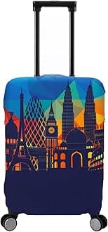 Travel Luggage Cover Protector Washable Suitcase Cover Fits 27-30 Inch Luggage (L,Blue,Landmark)