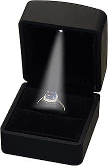 The Jewellery PakThe Jewellery Pak LED Black Ring Box for Proposal, Wedding, Engagement, Birthday, Valentine' Day, Christmas...Luxury LED Ring Jewelry Gift Box with Light for Men for Women for Girls