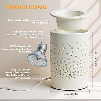 Bobolyn Ceramic Electric Oil Burner Wax Melts Burner Warmer Melter Fragrance Oil Burner for Home Office Bedroom Living Room Gifts & Decor