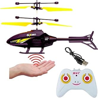KIDZYMON® Outdoor and Indoor Flying Helicopter with Remote Control | Electronic Radio RC Remote Control Toy | Charging Helicopter with 3D Light & Safety Sensor for Kids - Pack of 1 (Black Yellow)