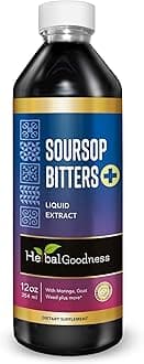 Soursop Bitters Liquid Drops, 10 in 1 with Moringa, Papaya, Burdock & Ginger, Organic Serene Soursop Bitters - Gut Support & Natural Body Detox Herbal Tonic | Vegan, Non-GMO, 12 Fl Oz