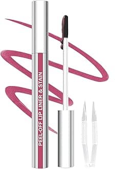Lip Liner Stain Peel Off with Tweezer, Long Lasting Matte Lip Lipstick Tint Tattoo, Highly Pigmented Color Lip Liners Makeup, Waterproof, Transfer-proof Lipstain for Women, for All Skin Types, Mauve