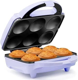 Holstein Housewares Non-Stick Cupcake Maker, Lavender/Stainless Steel - Makes 6 Cupcake for Birthdays, Holidays, Baking Sale or Special Occasions, Muffins, Cinnamon Donuts and more