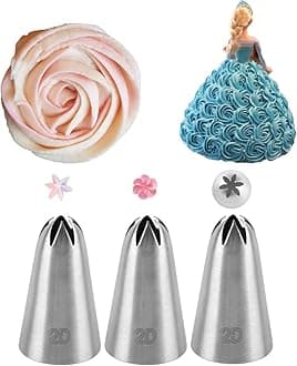 2D Piping Nozzle,Large Drop Flower Piping Tip,2D Closed Star Icing Nozzle for Cake Decorating,3 Pcs