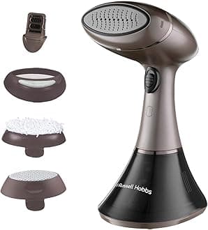 Russell Hobbs Handheld Clothes Steamer [Multipurpose, Antibacterial] Steam Genie Aroma (1800W, 32g/min steam, travel iron, Ceramic, 4 accessories: fragrance diffuser,curtains, clothes) - 28040