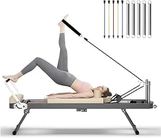 - SogesPower Pilates Reformer Machine for Home Gym Workout, Foldable Pilates Equipment with High Strength Alloy Springs for Beginners, Up to 330lbs Weight Capacity