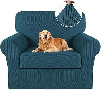 2 Piece Chair Covers Chair Slipcovers For Living Room Armchair Sofa Covers Chair Couch Cover with Arms Washable Furniture Protector for Chairs Feature Thick Jacquard Fabric (Chair,Deep Teal)