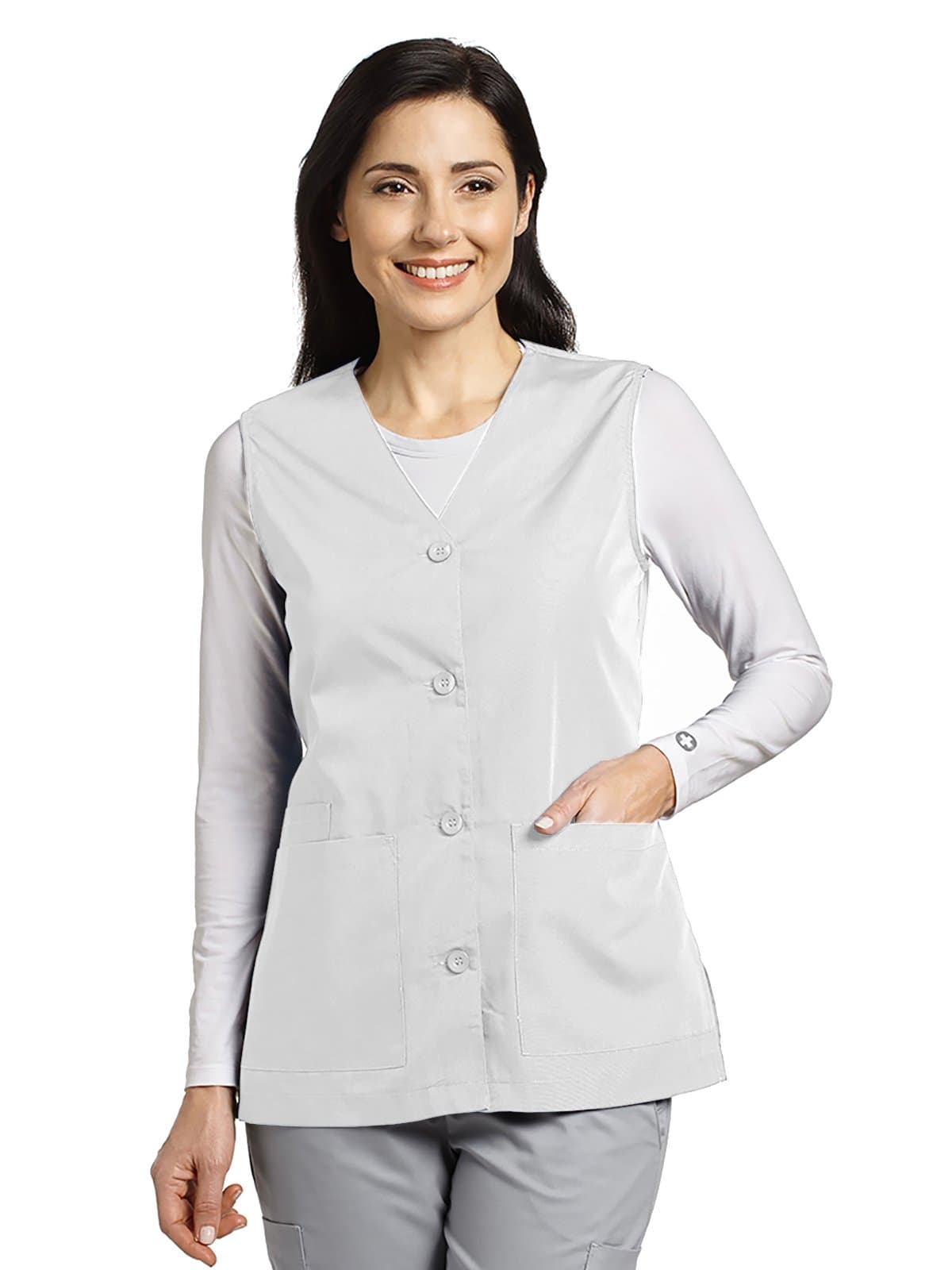 White Cross Women's Button Front Solid Scrub Vest