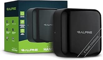 Alpine Commercial Automatic Hand Dryer - High Speed Air Hand Dryer for Home, Restaurant, Bathroom, and High Traffic Areas. 1800 Watts / 110-120 Volts (Black)