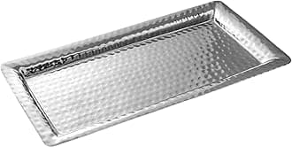 Monarch Abode Decorative Tray – 12-Inch Hand Hammered Nickel Finish Metal Bathroom Tray Countertop, Vanity Trays Organizer, Perfume Plate for Dresser, Kitchen Countertop Small Fruit Platter