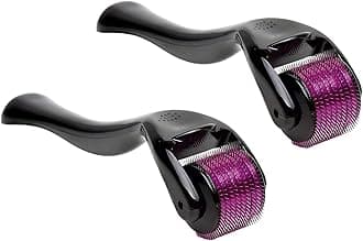 (2 Pcs) Derma Roller 0.5mm – 540 Titanium Needles for Hair Growth – For Men & Women – Reduces Acne Scars, Wrinkles, Stretch Marks – (Sealed & Protective Case)